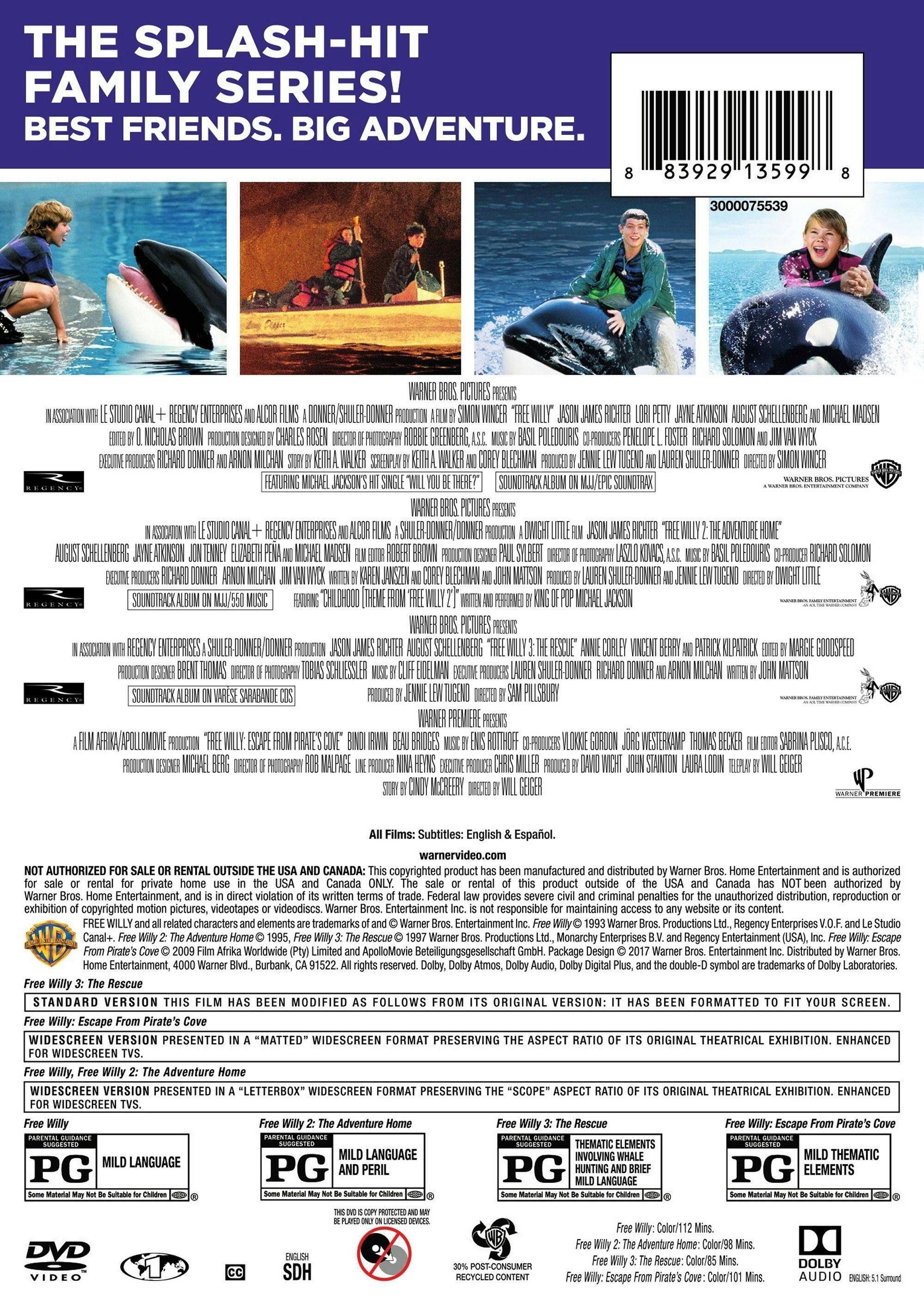Angle. Free Willy 1-4 (DVD Set) [DVD].