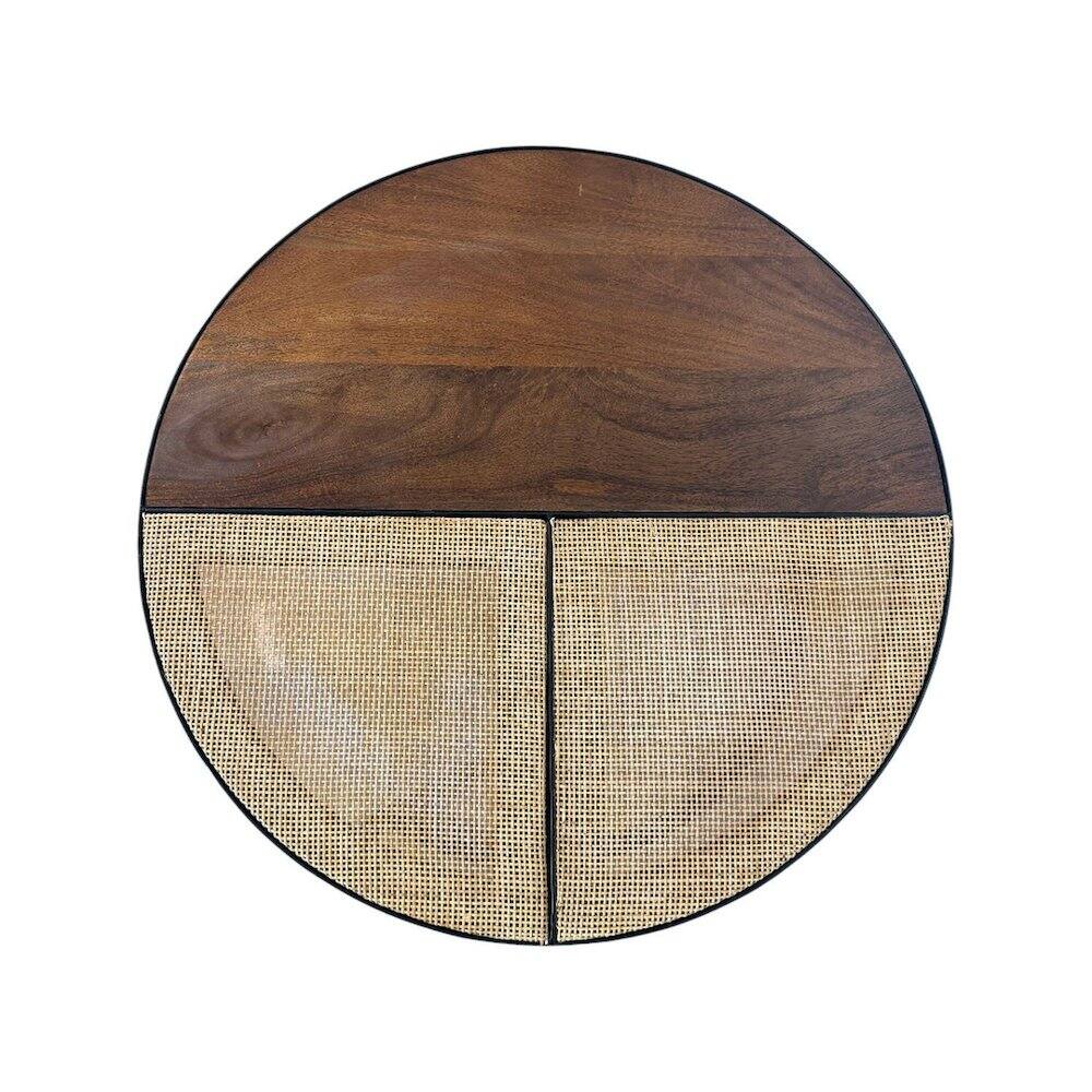Alt View 1. Carolina Chair & Table - Cardinal 28" Round Nesting Coffee Table with Cane - Natural - Natural, Cane.