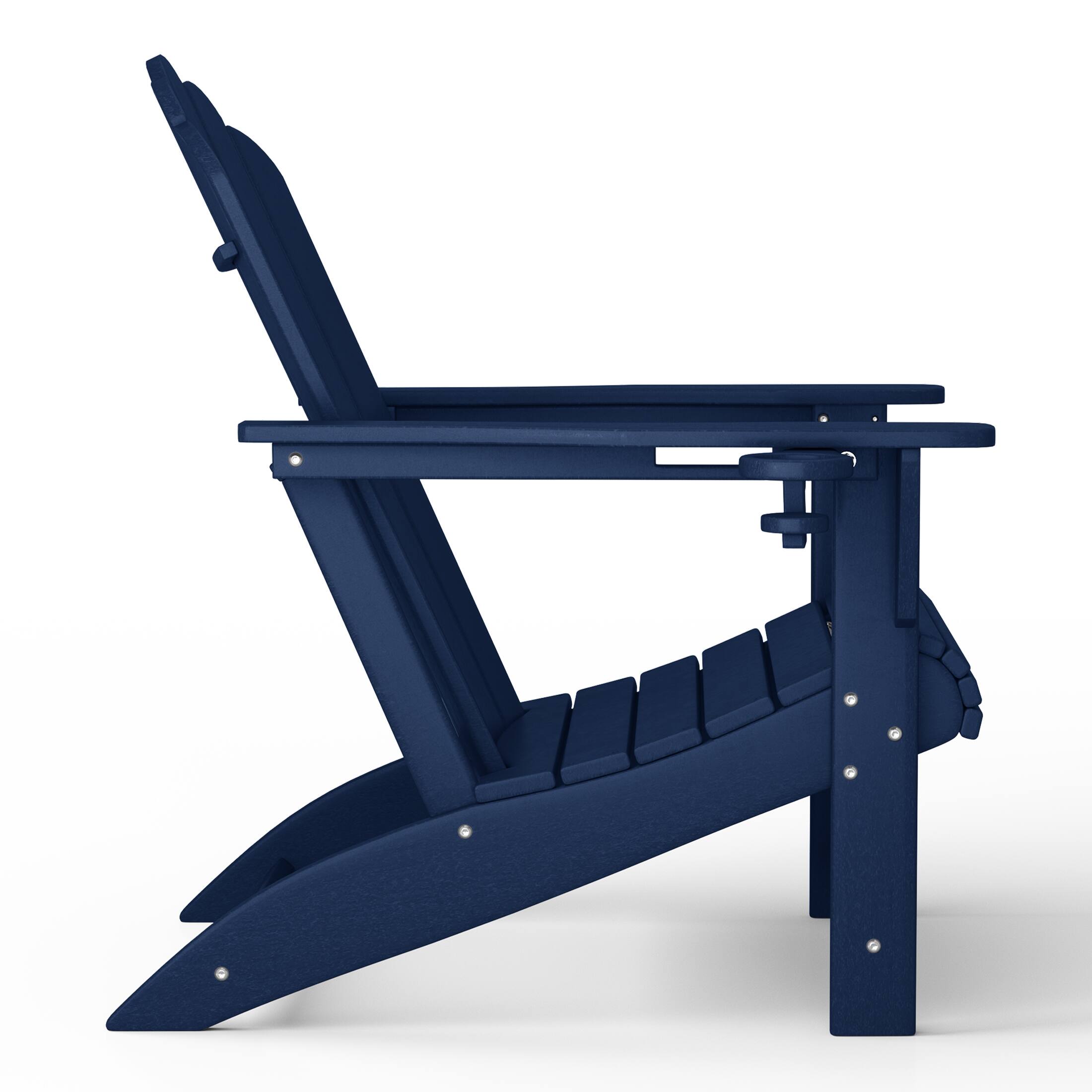 Back. WestinTrends - WestinTrends Highland Outdoor Patio HDPE Adirondack Chairs With Cup Holders (Set of 8) - Navy Blue.