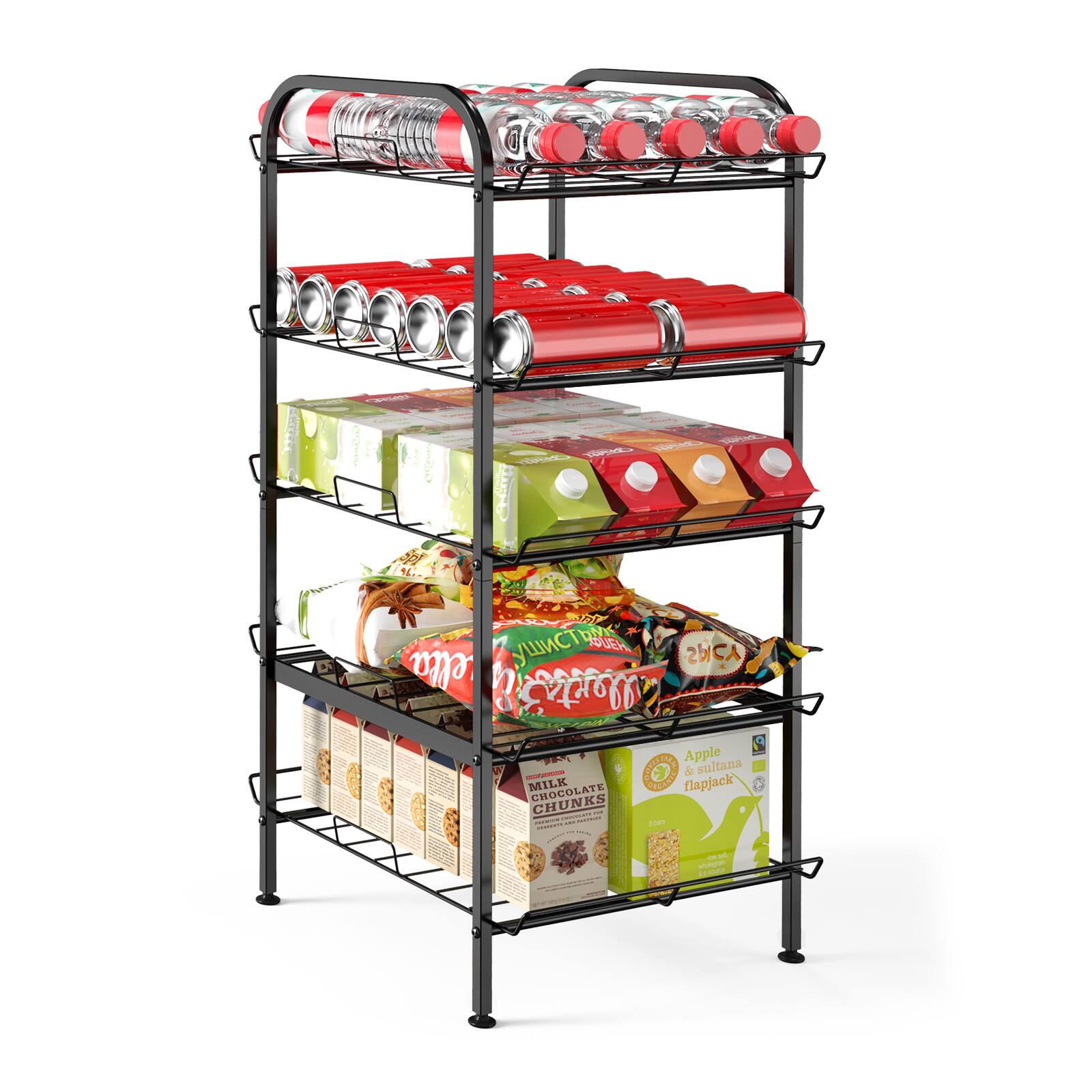 Oumilen - 5-Tier Black Water Bottle Storage Rack - Black