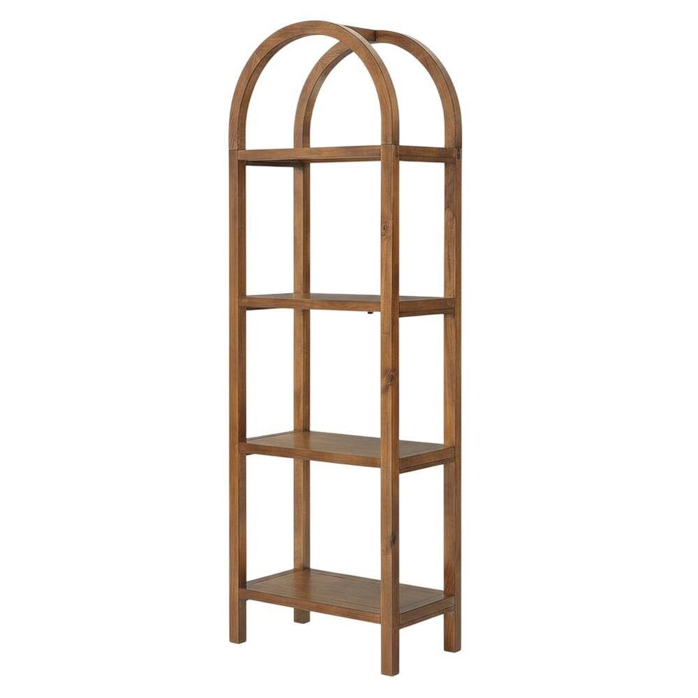 FurniFact - Tall arched bookshelf with engineered wood frame for stylish storage - Brown