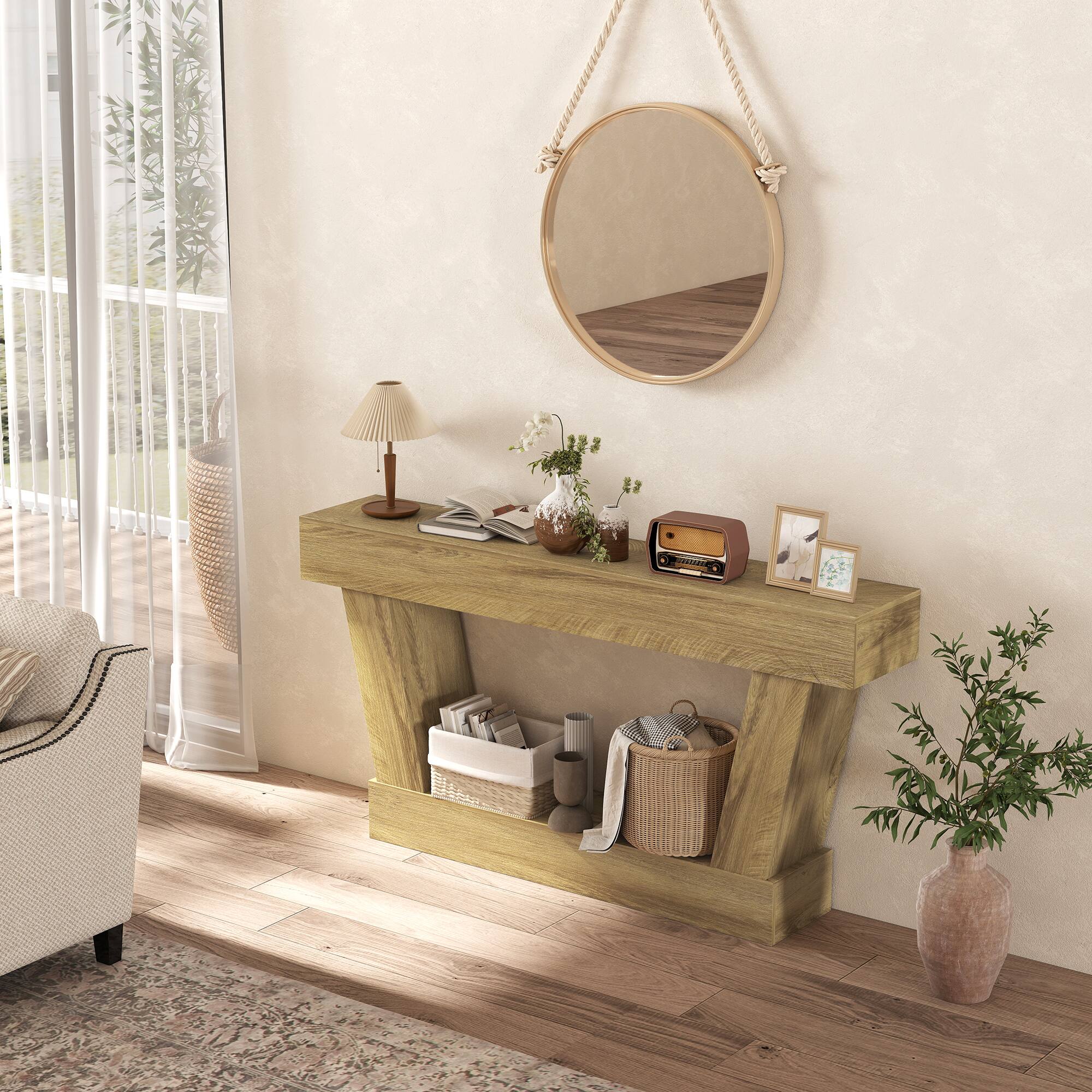 Alt View 8. Homcom - Inch Vintage Console Table - Oak.