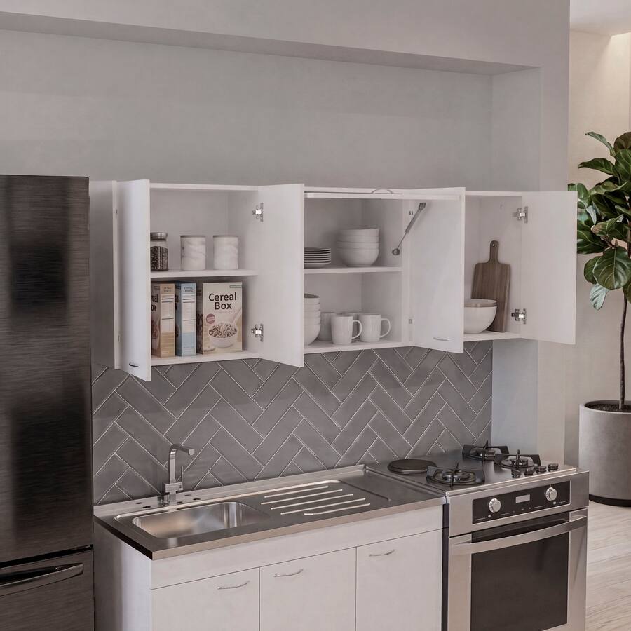 TuHome Ely Wall Mounted Kitchen 5 Door Cabinet with Interior Storage ...