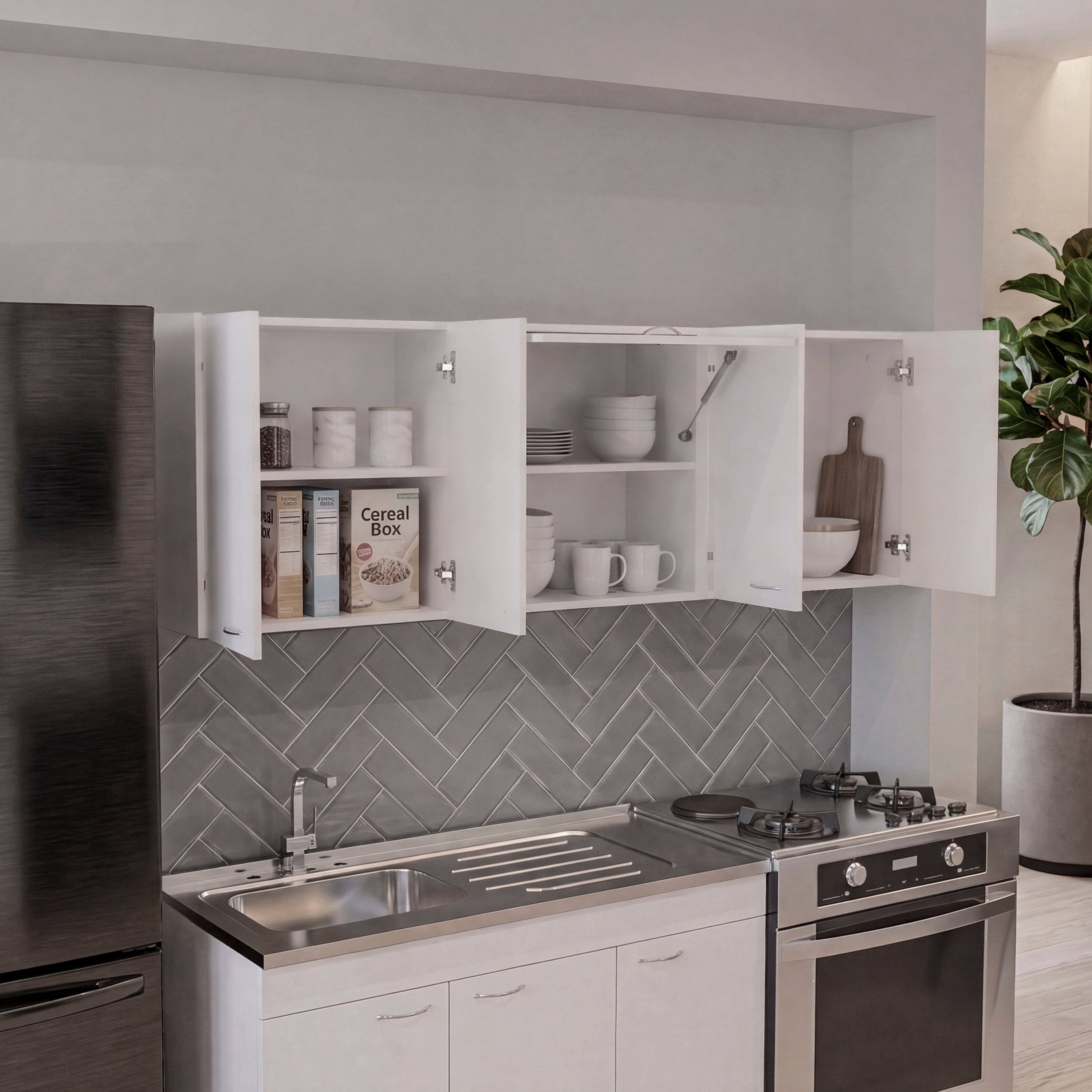 TuHome Ely Wall Mounted Kitchen 5 Door Cabinet with Interior Storage ...