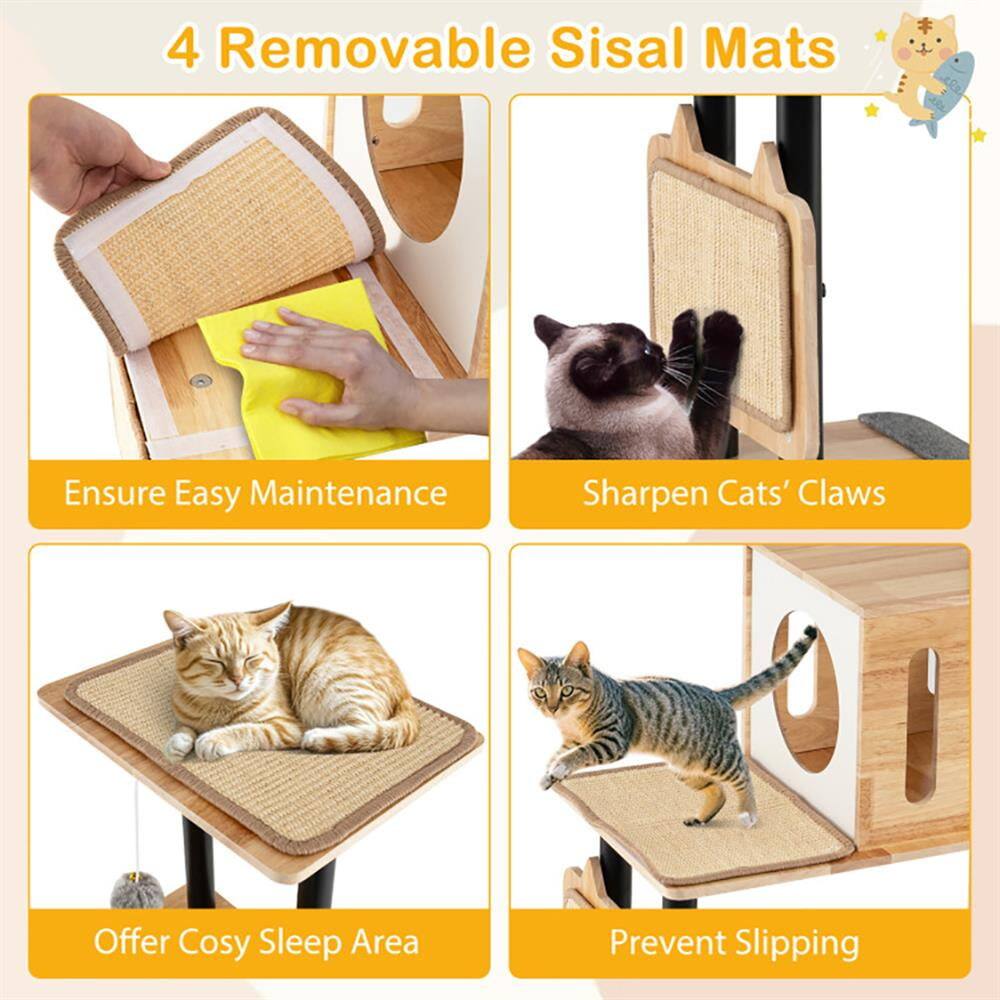 4 Removable Sisal Mats

- Ensure Easy Maintenance
- Sharpen Cats' Claws
- Offer Cozy Sleep Area
- Prevent Slipping
