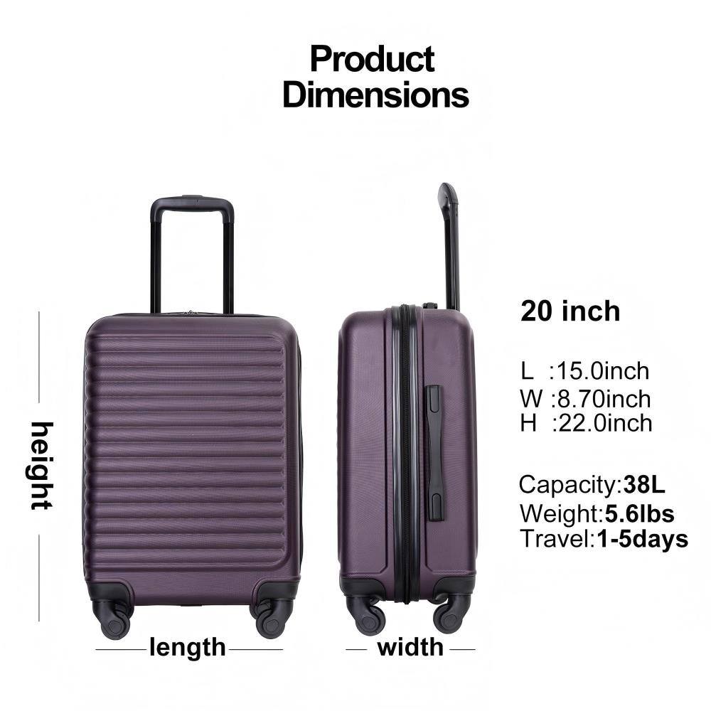 Product Dimensions

20 inch

L : 15.0 inch  
W : 8.70 inch  
H : 22.0 inch  

Capacity: 38L  
Weight: 5.6 lbs  
Travel: 1-5 days