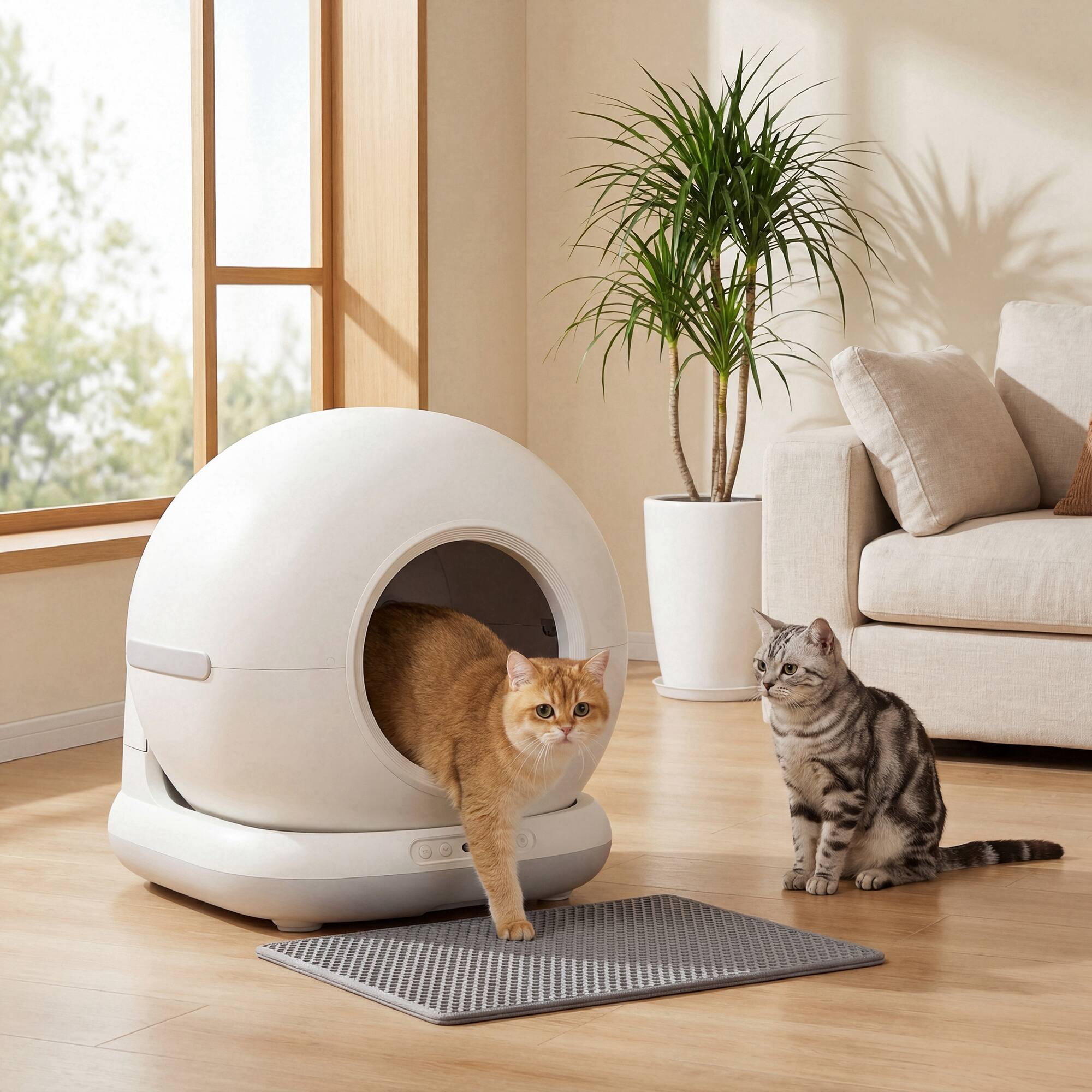 Alt View 1. Pawhut - Automatic Litter Box, Self Cleaning Litter Box, App Control, Odor & Noise Control, Safety Sensors - White.