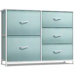 Sorbus - Kids Dresser with 5 Drawers, Storage Chest Organizer Unit with Steel Frame, Wood Top & Handle - Aqua
