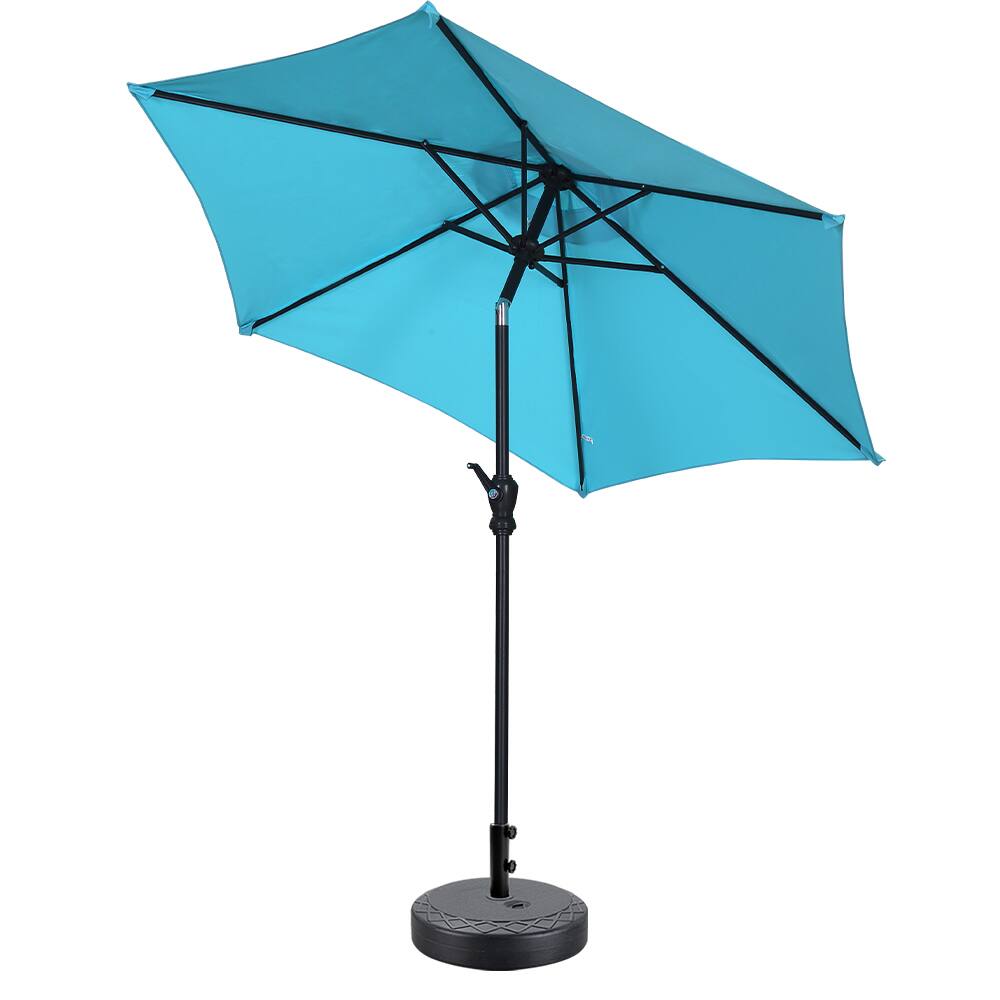 Left. Ainfox - Ainfox 7.5ft Patio Umbrella With Argyle umbrella base - Blue.