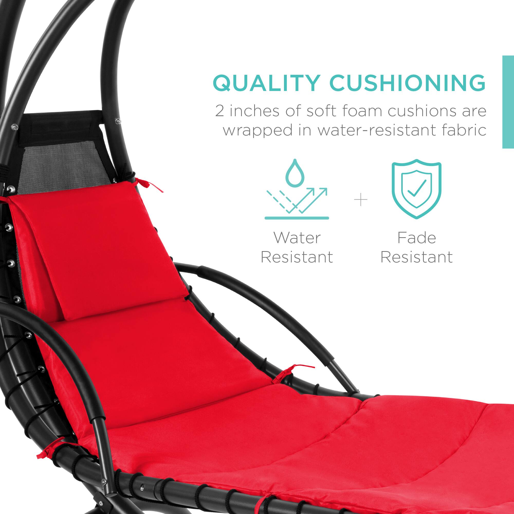 QUALITY CUSHIONING  
2 inches of soft foam cushions are wrapped in water-resistant fabric  

Water Resistant  
Fade Resistant