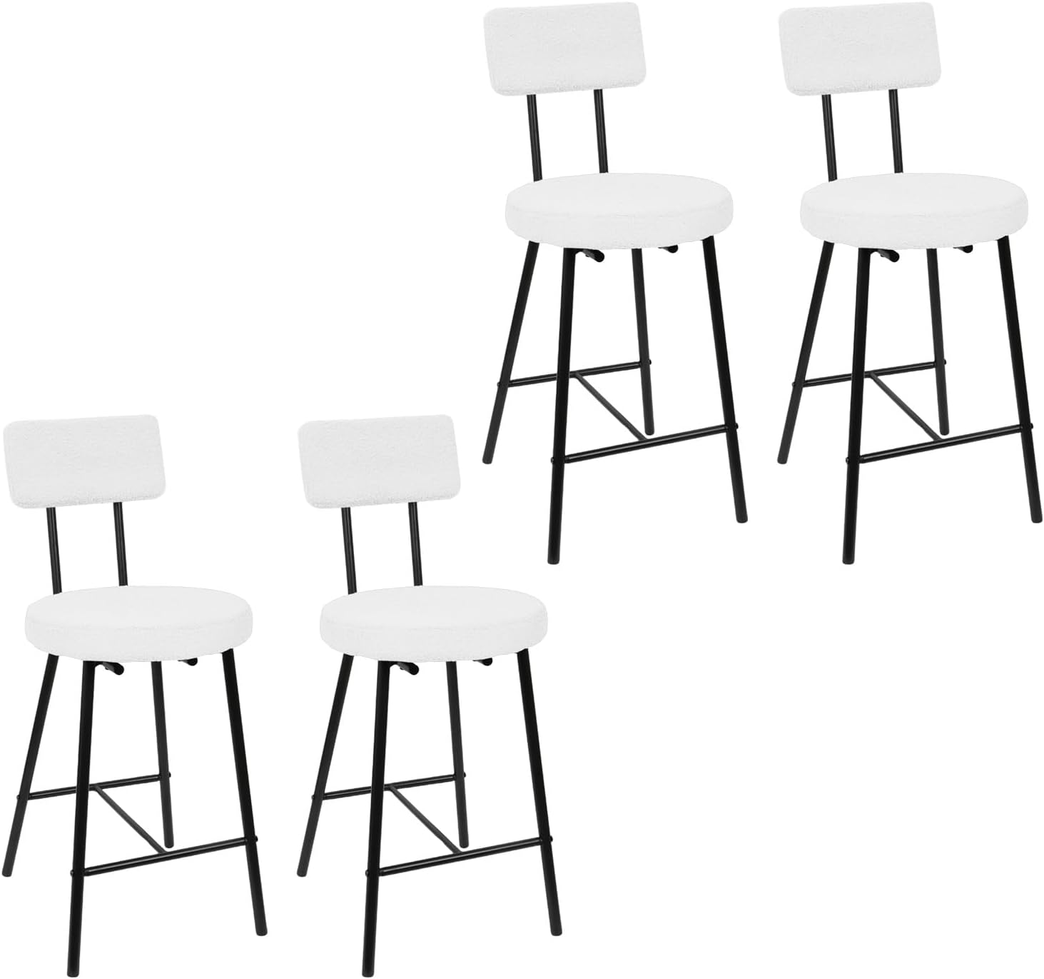 Front. GARVEE - Bar Stool Chairs Set of 4, Modern Upholstered Counter Height Barstools with Round Seat, Armless Bar Chair - Beige - Beige.