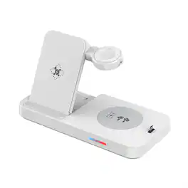 RISOKEYS - 4-in-1 Wireless Charger - Phone Stand for Samsung Watch, Phone, and Earphones, Foldable Watch Charging Station - White