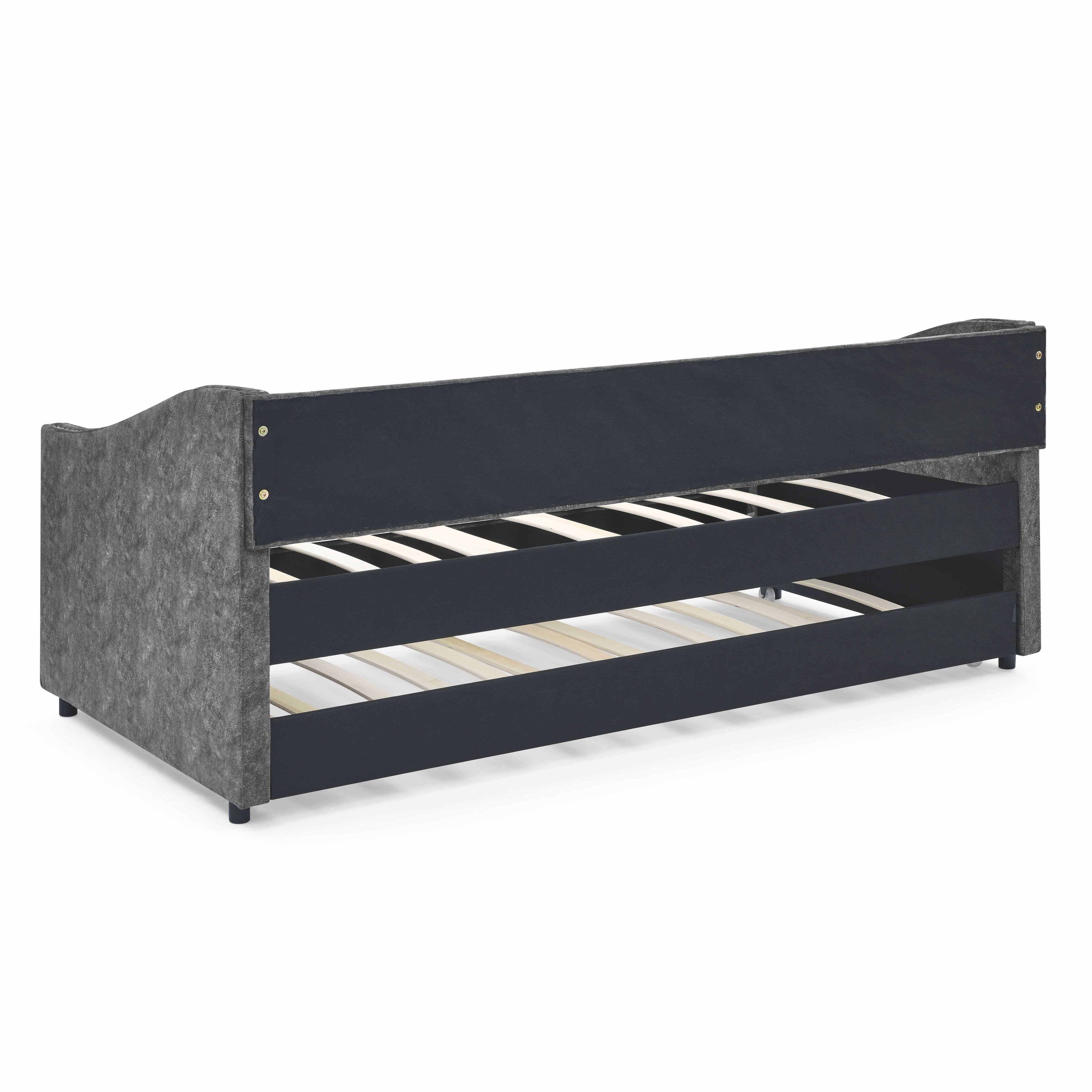 Alt View 5. Tiramisubest - Twin Size Daybed with Twin Size Trundle Upholstered Tufted Sofa Bed, Grey (80.5"x41"x30.5") - Grey.