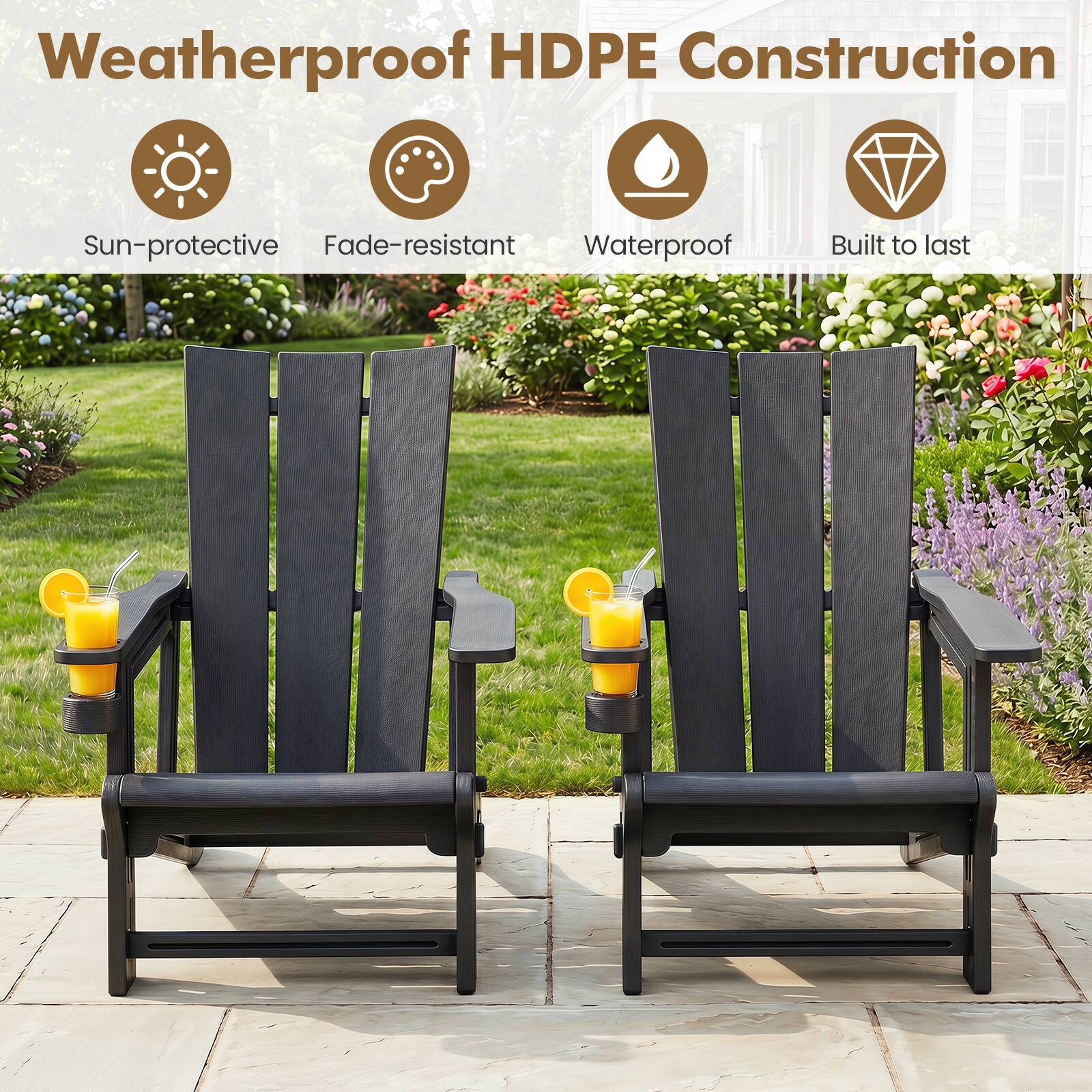 Weatherproof HDPE Construction

- Sun-protective
- Fade-resistant
- Waterproof
- Built to last