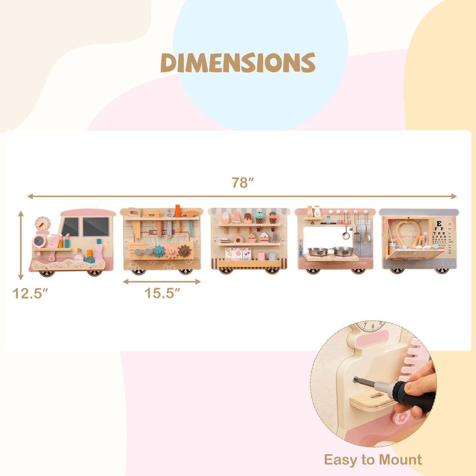 DIMENSIONS  
78" | 12.5" | 15.5"  
Easy to Mount