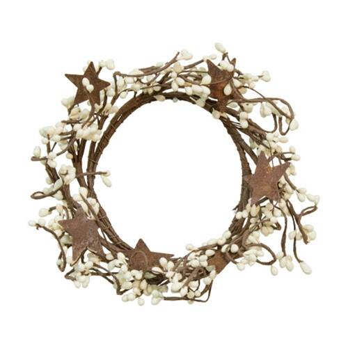 Angle. BreeBe - Pip Berry Ring With Rusty Stars Ivory 4" - Ivory.