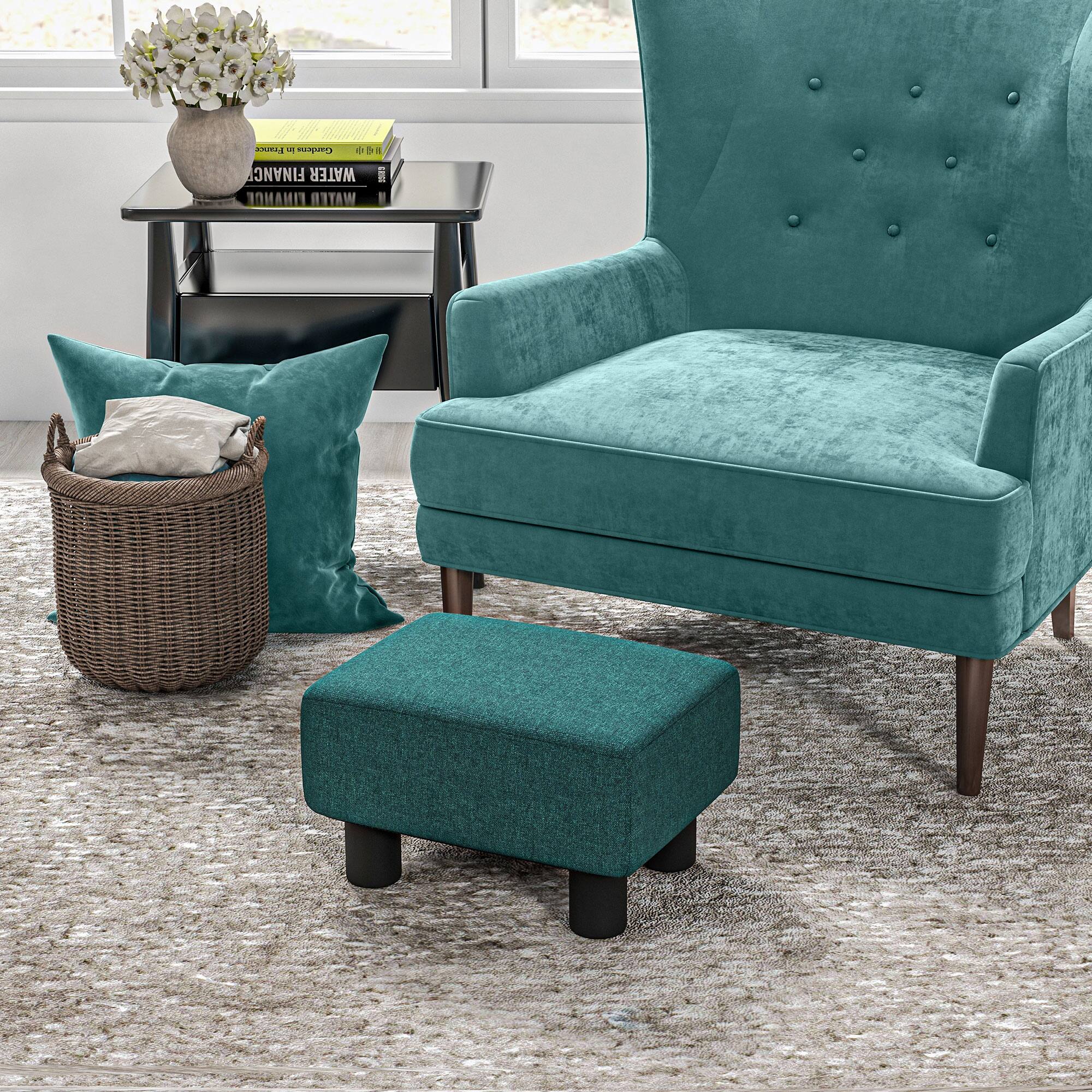 Homcom Ottoman Foot Rest, Small Foot Stool with Linen Fabric