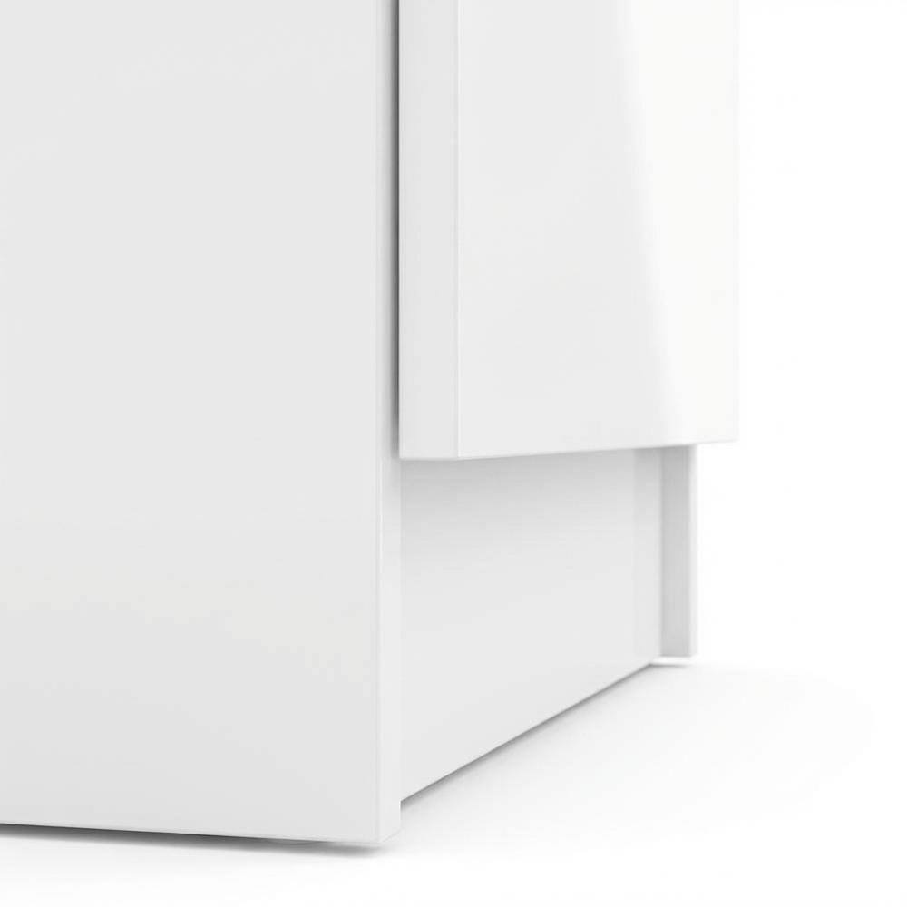 Alt View 2. FurniFact - White High Gloss Nightstand with 2 Drawers and Timeless Design - White High Gloss.