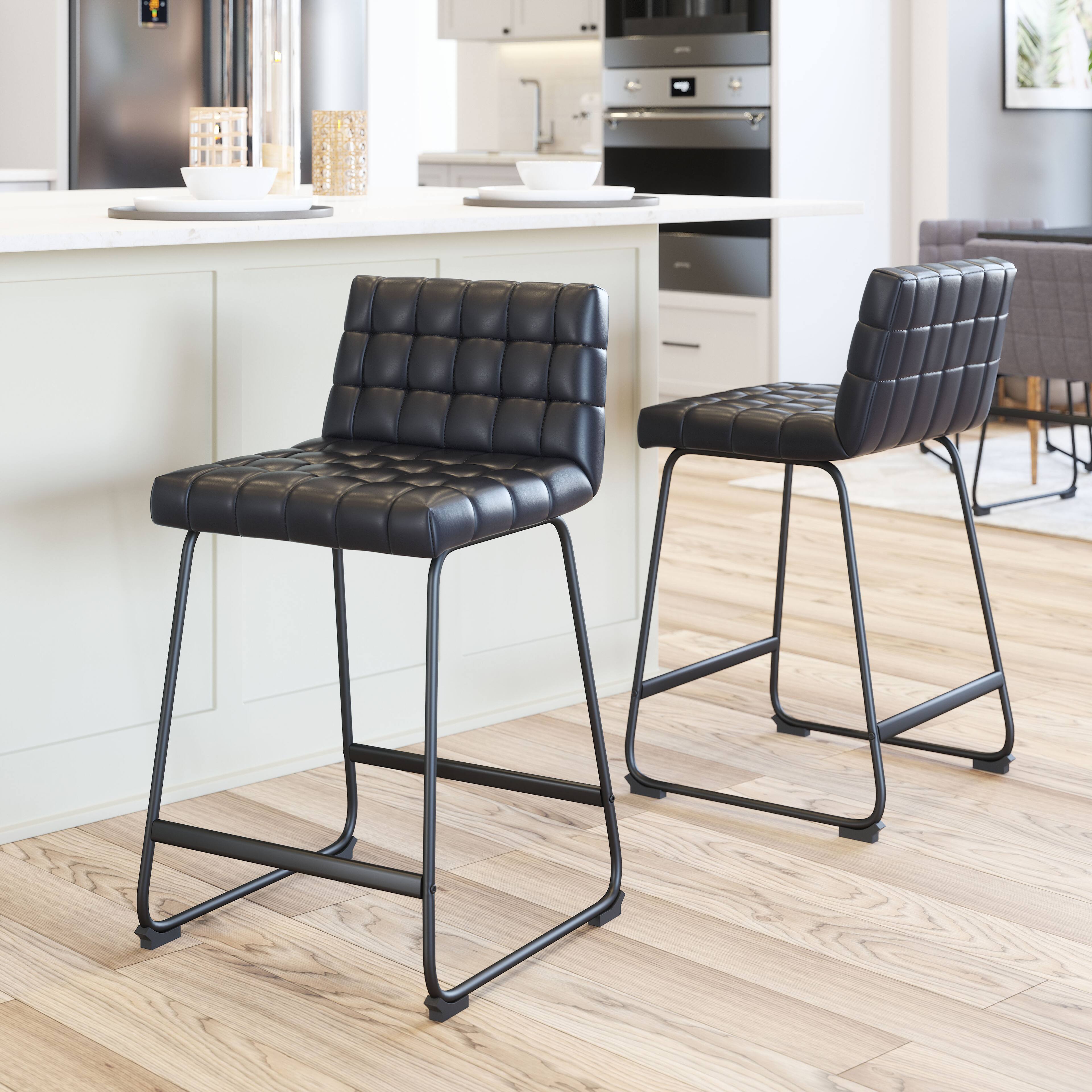 Angle. Hivvago - Pago Counter Stool (Set of 2) Black - Black.