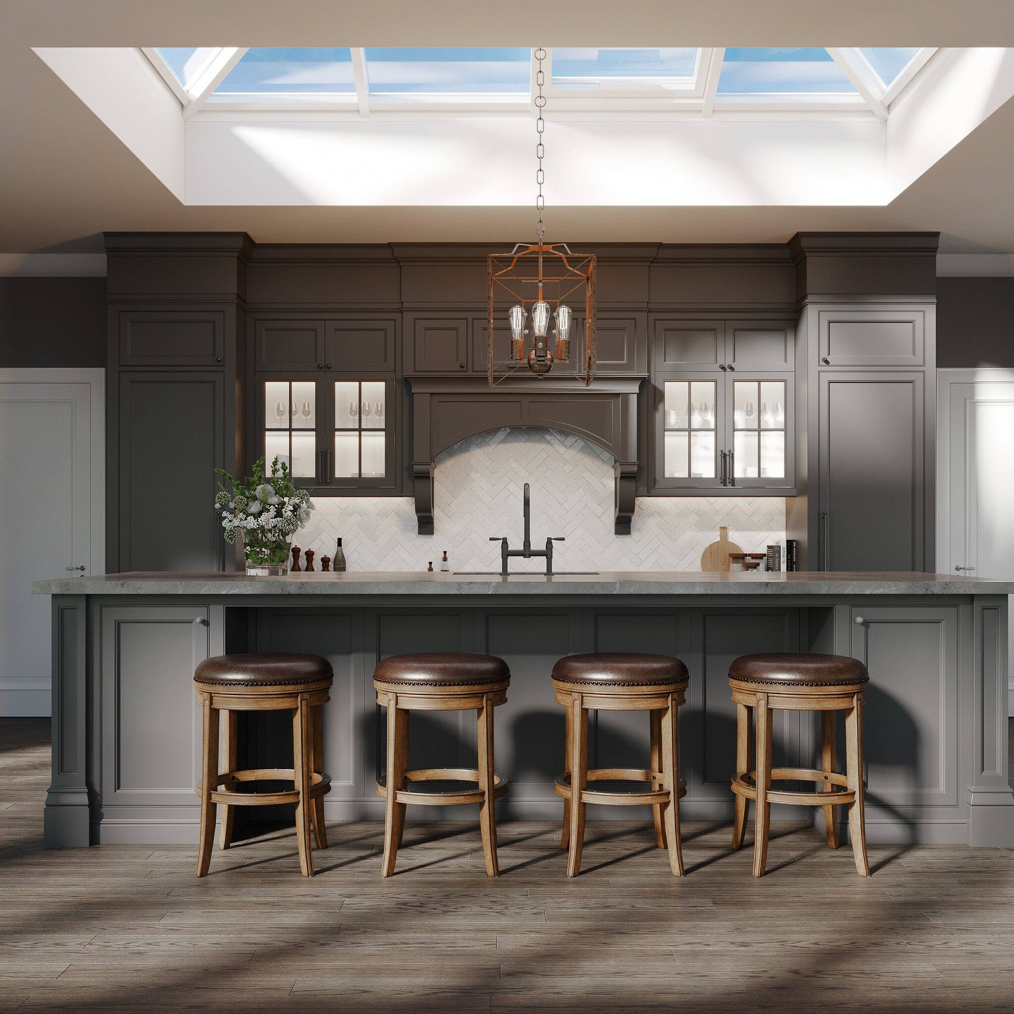 Alt View 2. Maven Lane - 30" Alexander Backless Bar Stool in Walnut Finish with  Vegan Leather - Walnut.