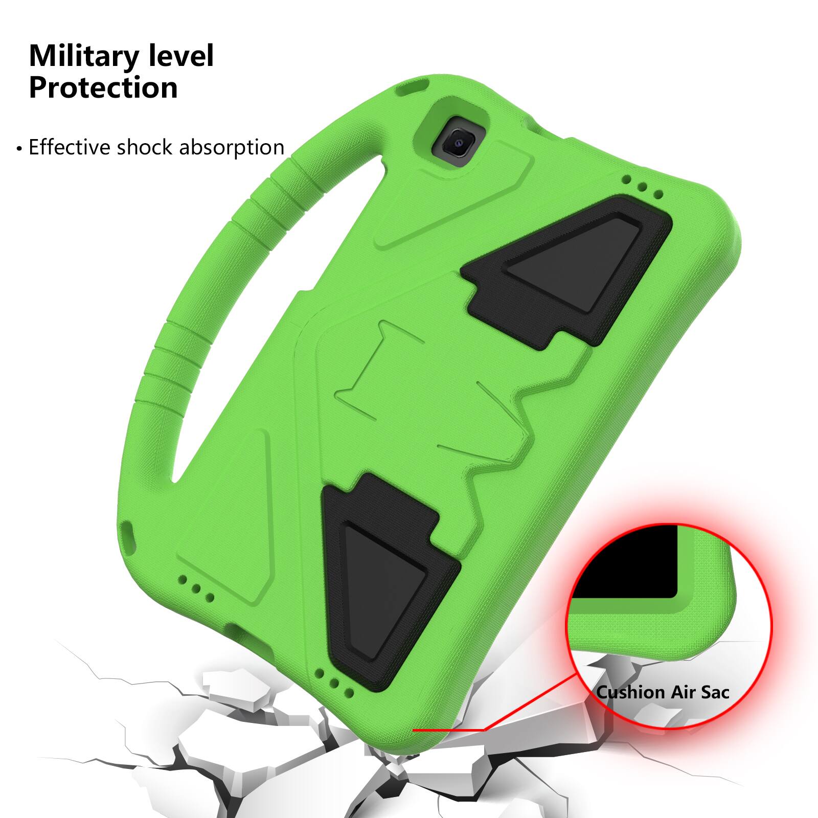 Military level Protection  
Effective shock absorption  
Cushion Air Sac