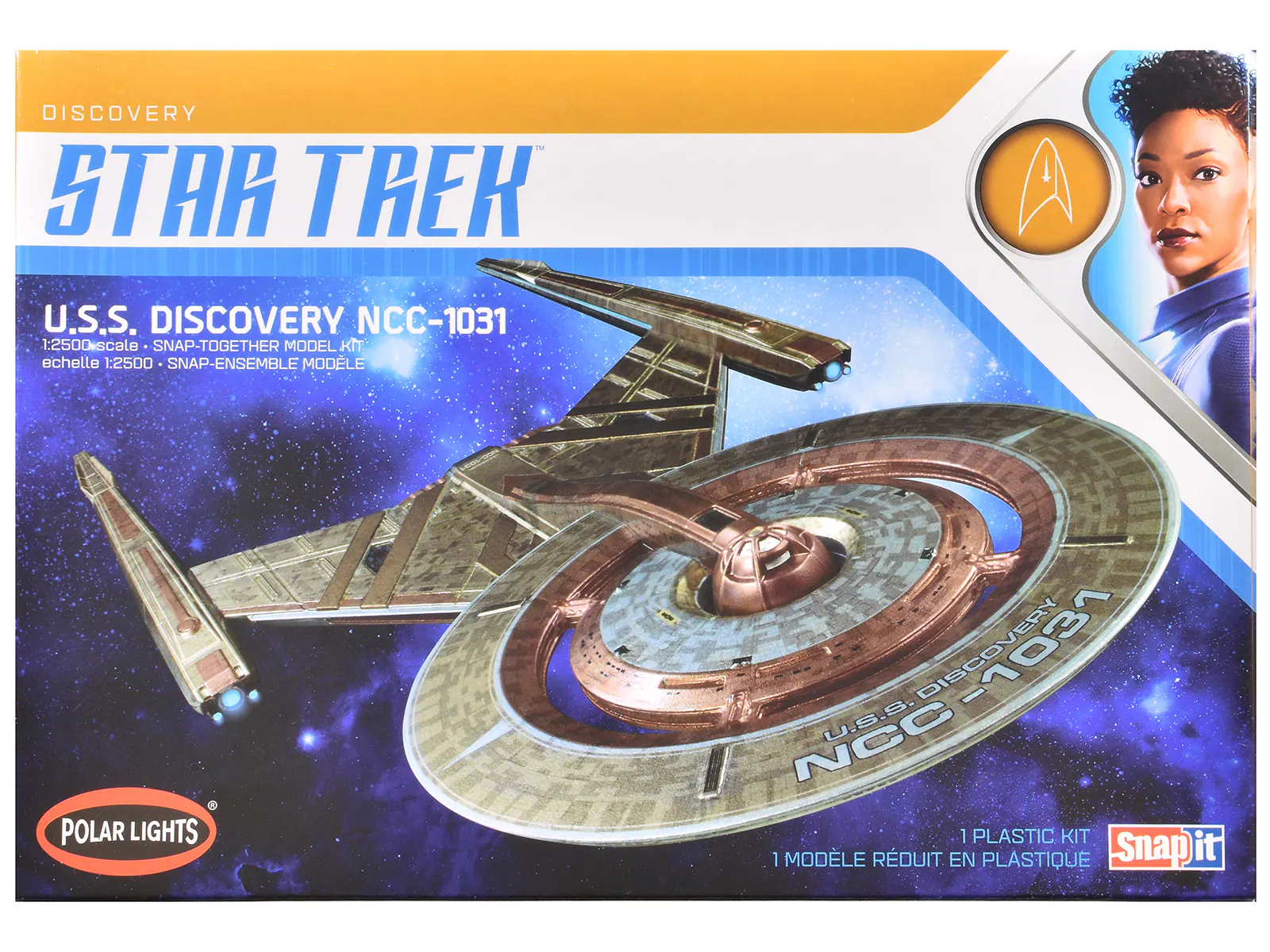 Polar Lights - Skill 2 U.S.S. Discovery NCC-1031 Star Trek Discovery 2017-2024 1/2500 Scale Model Kit - Multicolor