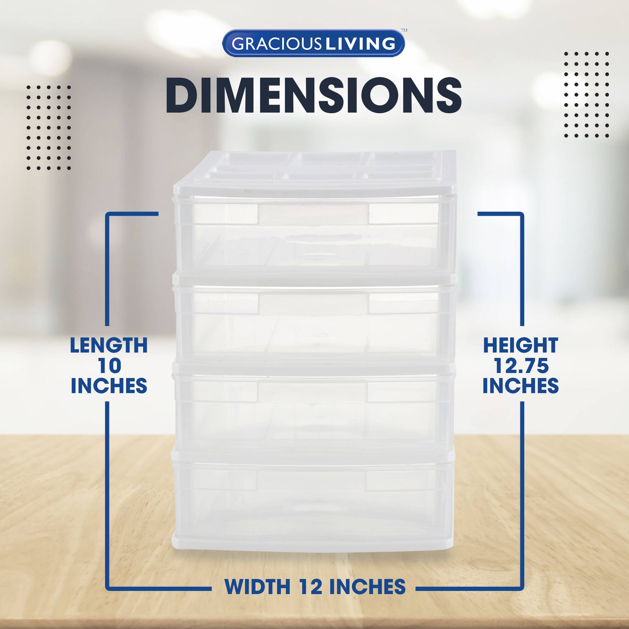 GRACIOUS LIVING  
DIMENSIONS  
LENGTH 10 INCHES  
WIDTH 12 INCHES  
HEIGHT 12.75 INCHES