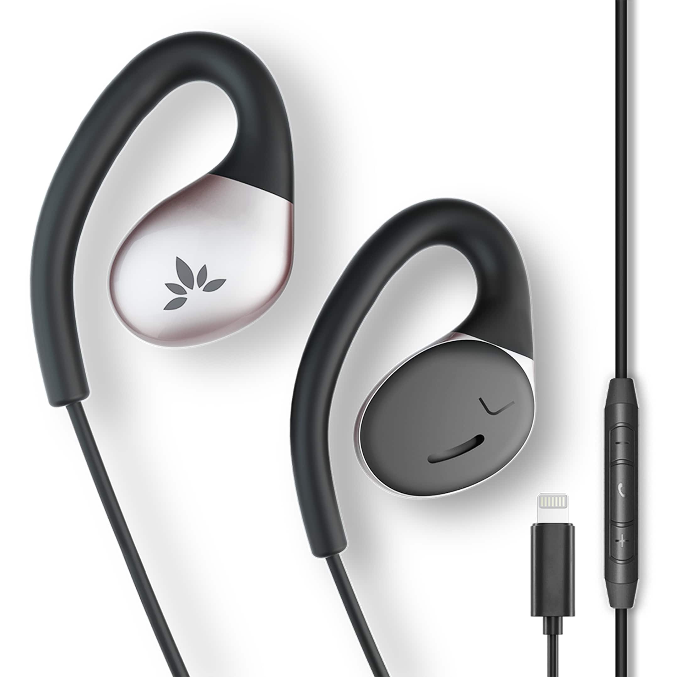 Avantree - Resolve L191 (Small-Medium) – Lightning Connector Wired Open-Ear Earbuds w/Mic & Over-Ear Hook
