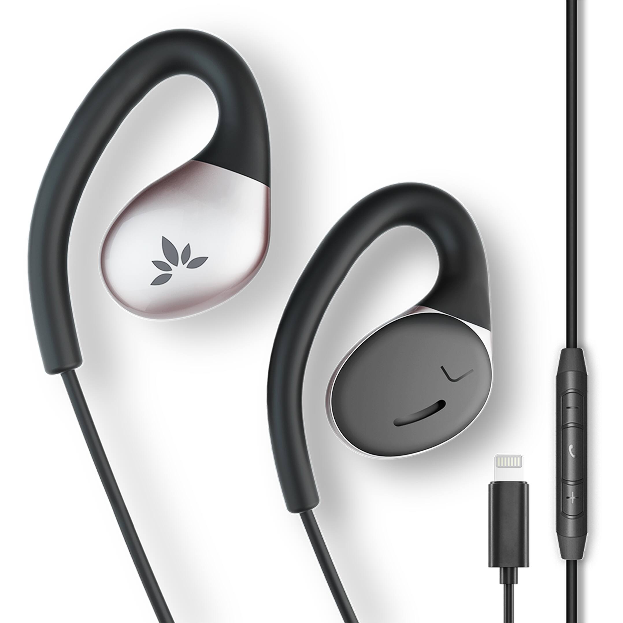 Front. Avantree - Resolve L191 (Small-Medium) – Lightning Connector Wired Open-Ear Earbuds w/Mic & Over-Ear Hook.