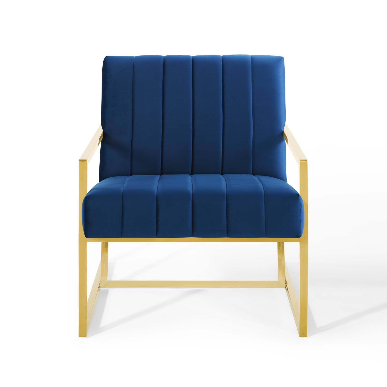 Alt View 4. Modway - Inspire Channel Tufted Performance Velvet Armchair by Modway - Navy.