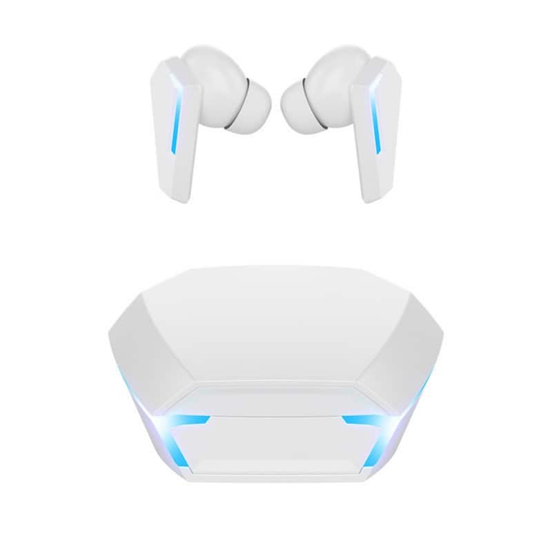 RISOKEYS - Wireless Bluetooth Earbuds, 40H Battery, Noise Cancelling, Low Latency for Gaming for Gamers, Commuting, Sports - White