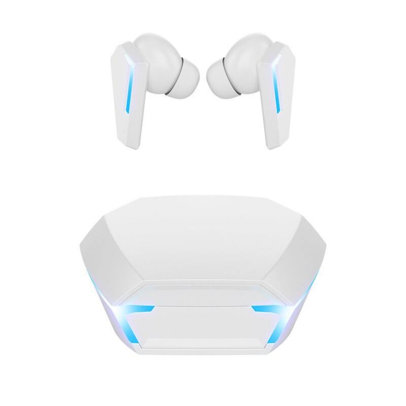 Front. RISOKEYS - Wireless Bluetooth Earbuds, 40H Battery, Noise Cancelling, Low Latency for Gaming for Gamers, Commuting, Sports - White.