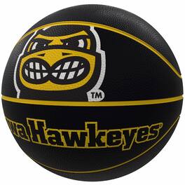 Logo Brands - Iowa Hawkeyes Mascot Official-Size Rubber Basketball - Multicolor