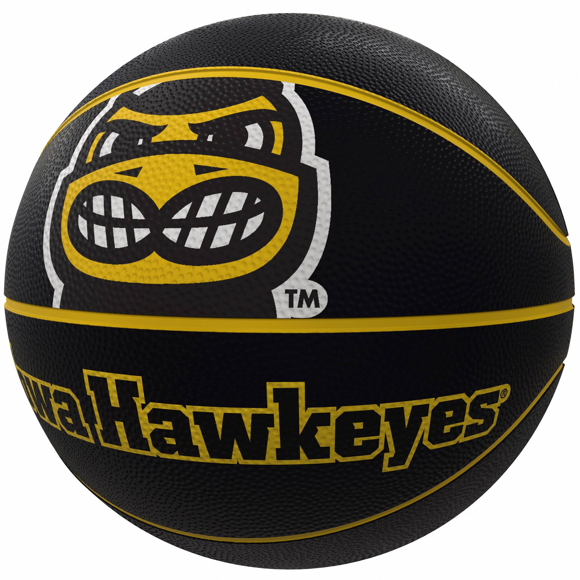 Front. Logo Brands - Iowa Hawkeyes Mascot Official-Size Rubber Basketball - Multicolor.