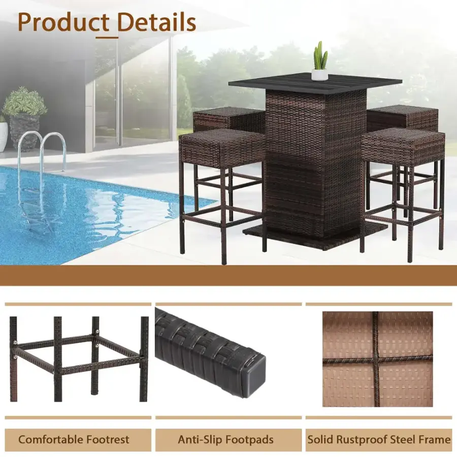 Product Details: Comfortable Footrest, Anti-Slip Footpads, Solid Rustproof Steel Frame.