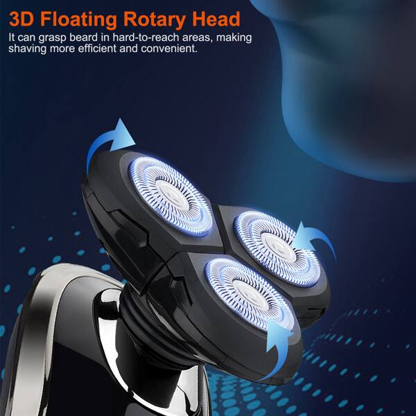 3D Floating Rotary Head  
It can grasp beard in hard-to-reach areas, making shaving more efficient and convenient.