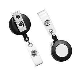 Staples - Badge Reels, 33" Retractable Cord Length, Metal, 5/Pack - Black
