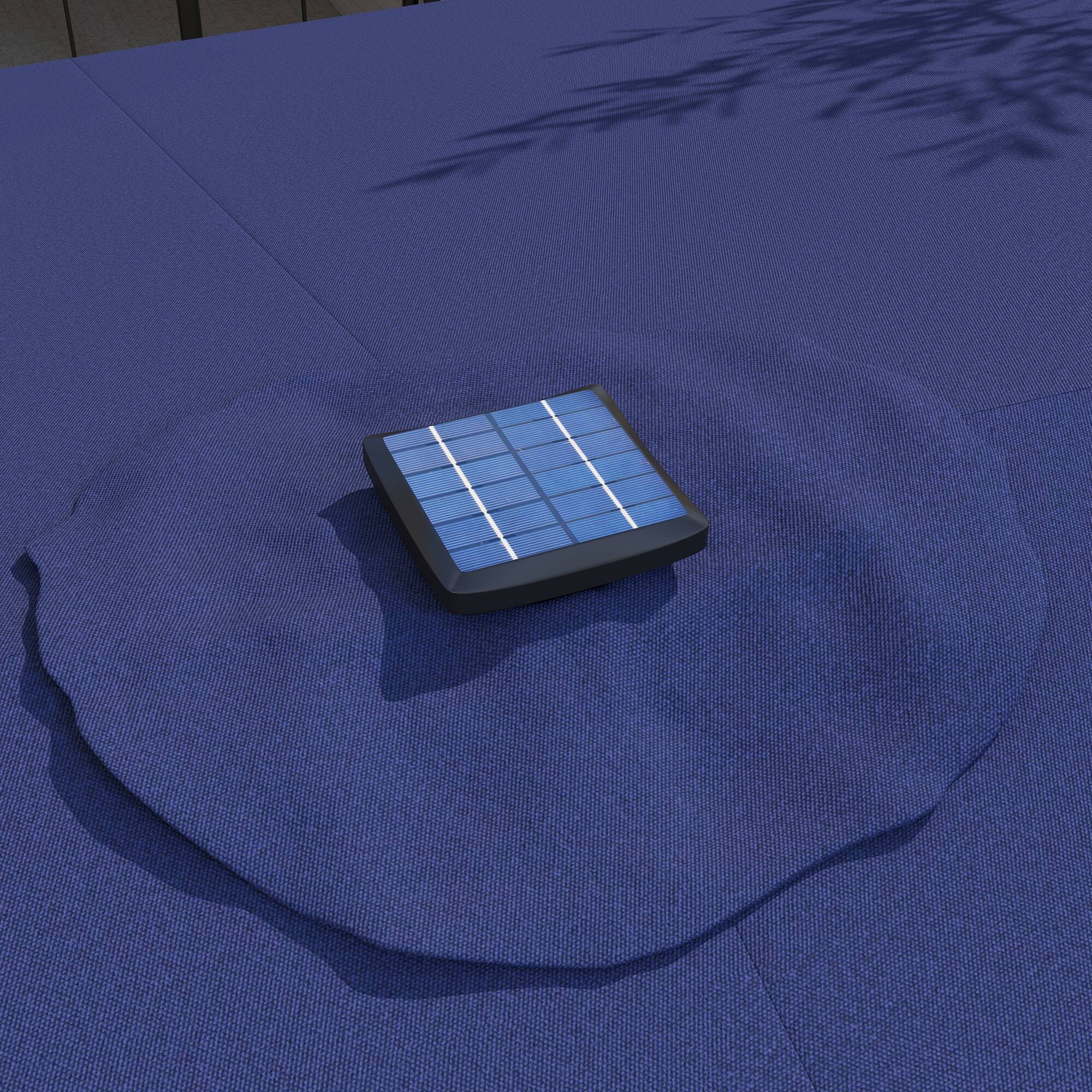 Alt View 5. Outsunny - 14.8ft Double Umbrella, Large Outdoor Patio Sun Shade with LED Solar Light for Garden - Navy Blue.