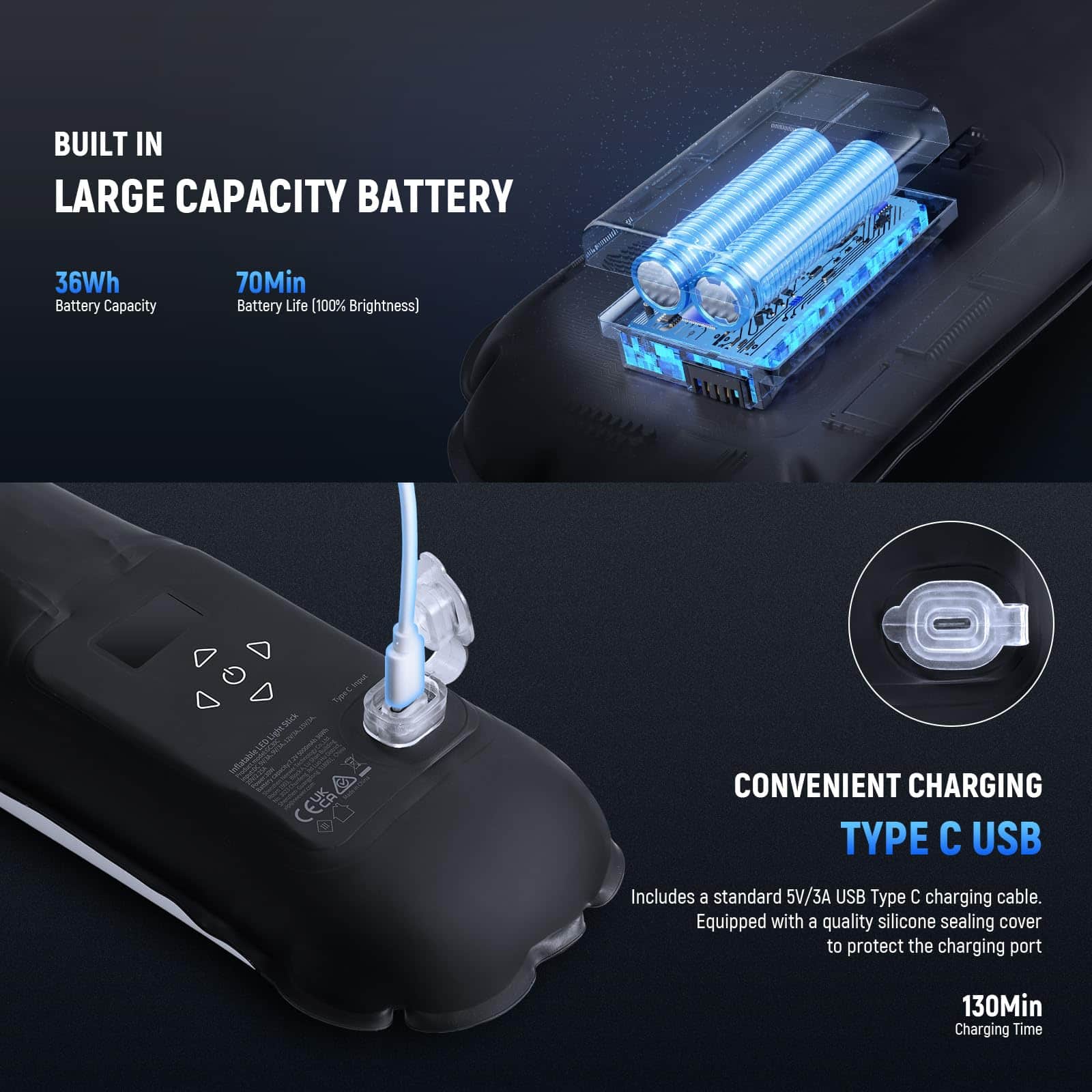 Neewer 30W Handheld RGB Inflatable Light Stick 35.5