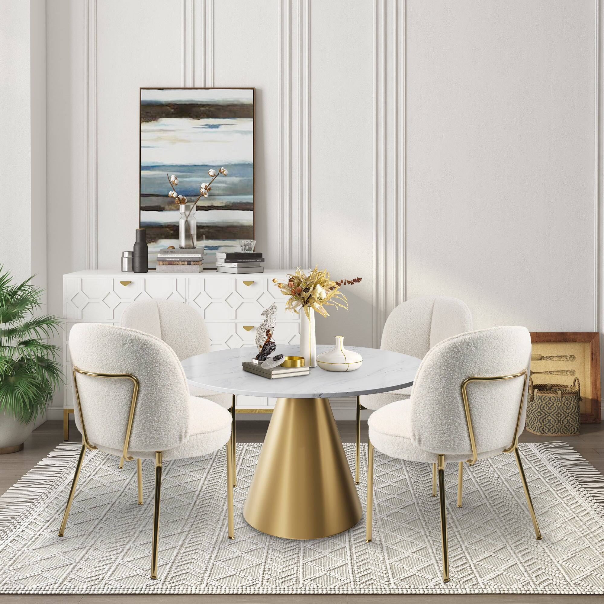 Alt View 2. Boyel Living - Teddy Fabric Dinning Chair in Greamy White with Adjustable Foot Nails (Set of 2) - Greamy White.