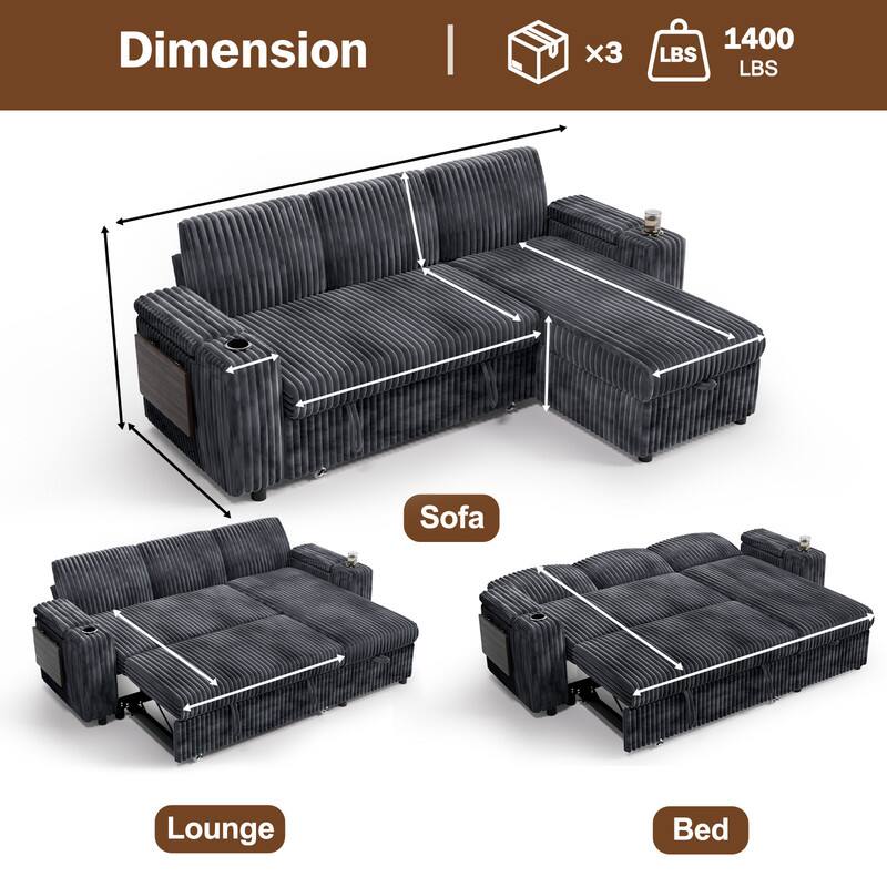 Dimension  
x3  
1400 LBS  

Sofa  
Lounge  
Bed