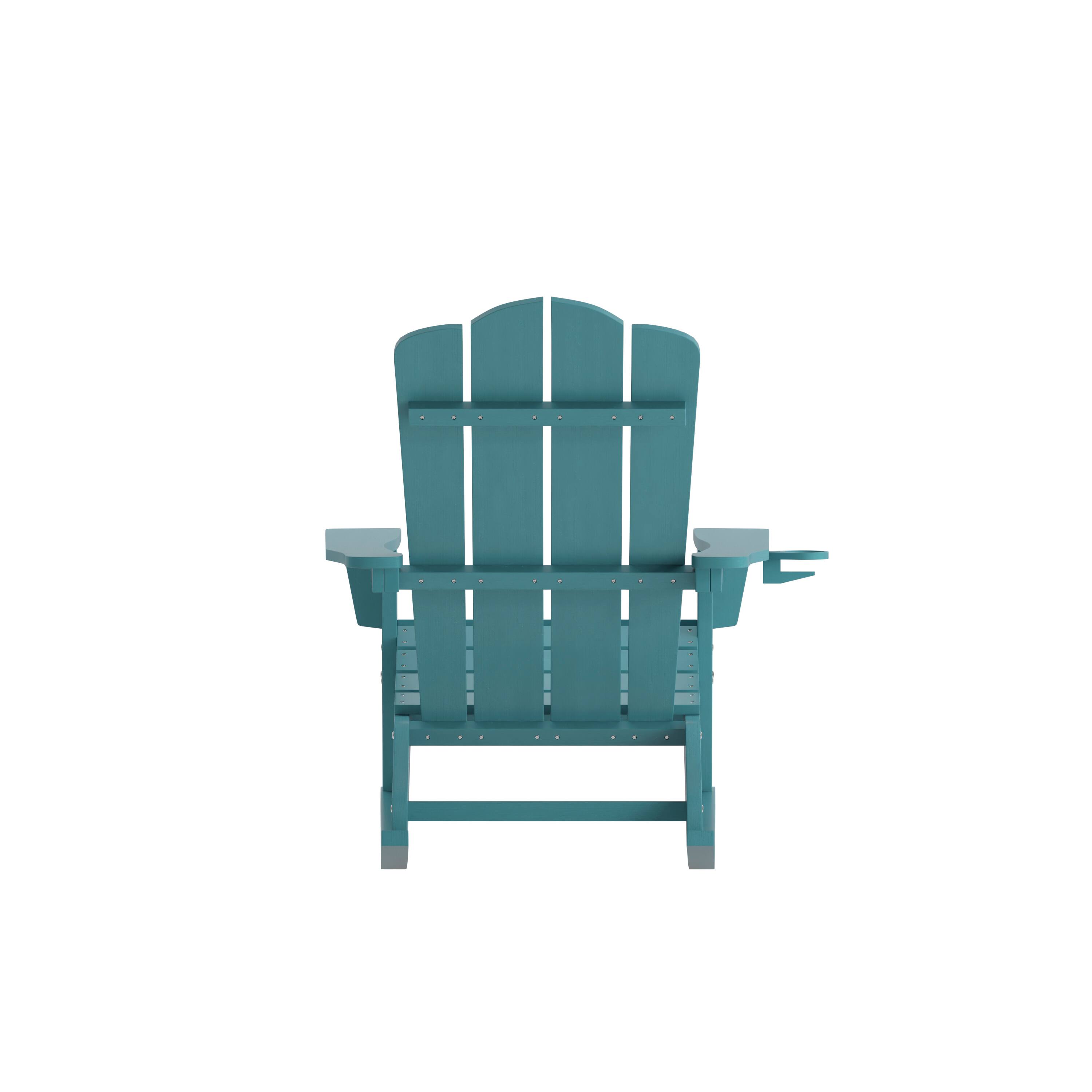 Alt View 7. Emma + Oliver - Tiverton Adirondack Rocking Chair with Cup Holder, Weather Resistant HDPE Adirondack Rocking Chair - Blue.