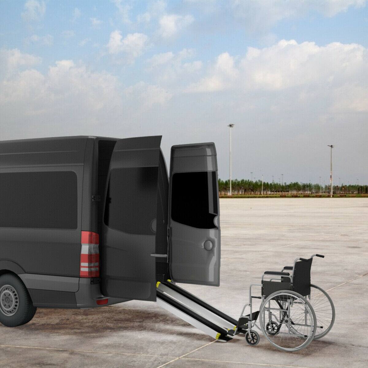 Alt View 3. Gymax - Gymax Aluminum 4' - 7' Adjustable Non-skid Loading Wheelchair Telescoping Track Ramp - Black.