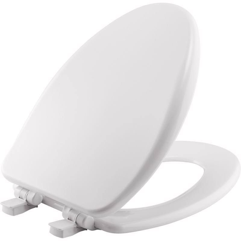 Angle. BEMIS - Mayfair by Bemis Alesio Slow Close Elongated White Enameled Wood Toilet Seat - White.
