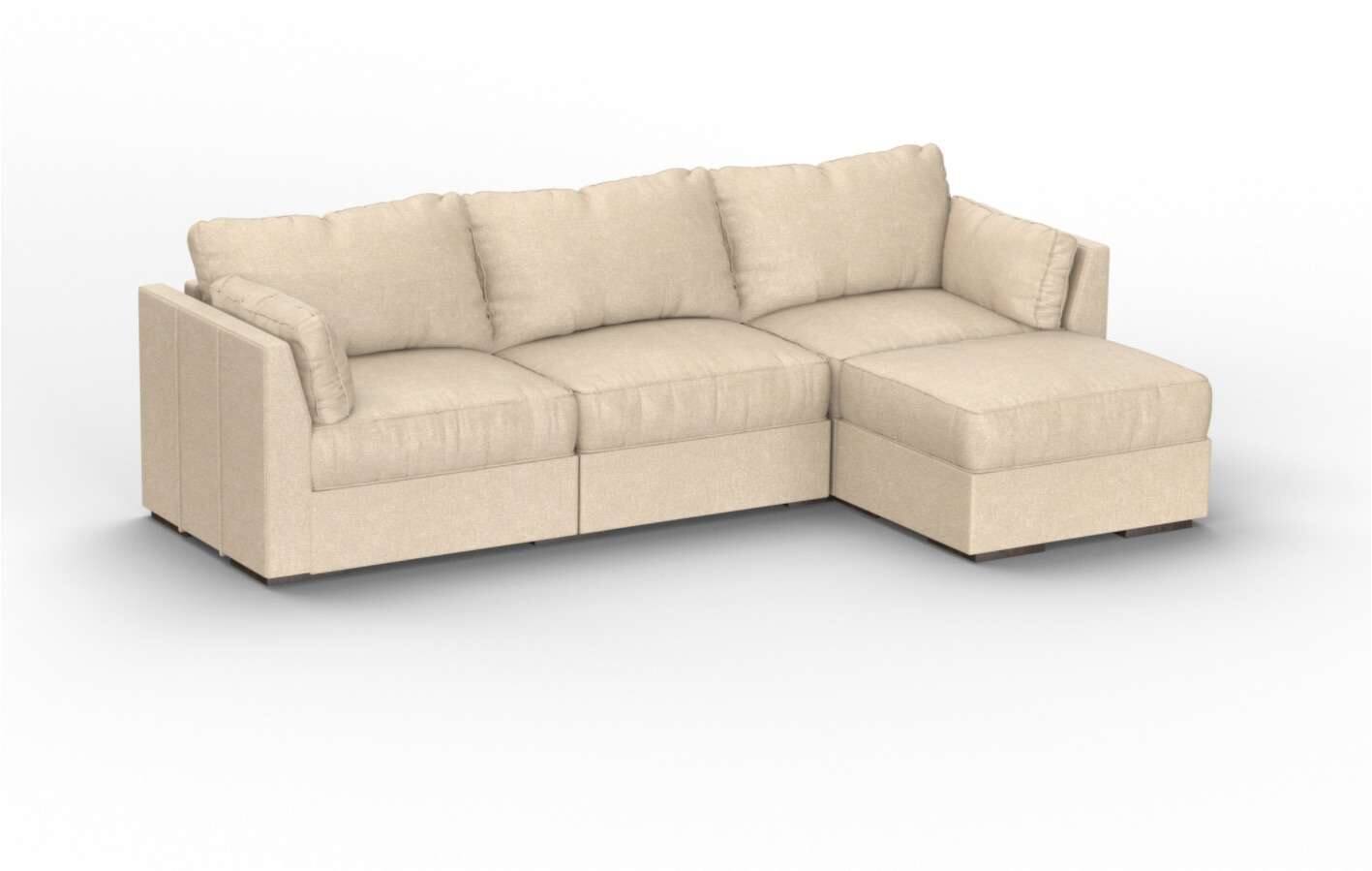 Lovesac - 4 Seats (1 Storage) + 5 Angled Sides Tan Combed Chenille & Lovesoft Sactional - Tan - Front_Zoom