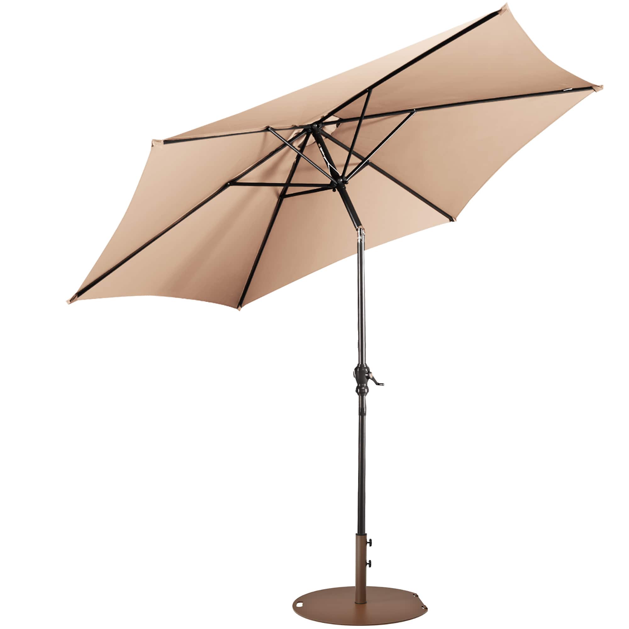 Costway - 9ft Patio Umbrella Outdoor W/ 50 LBS Round Umbrella Stand - Beige