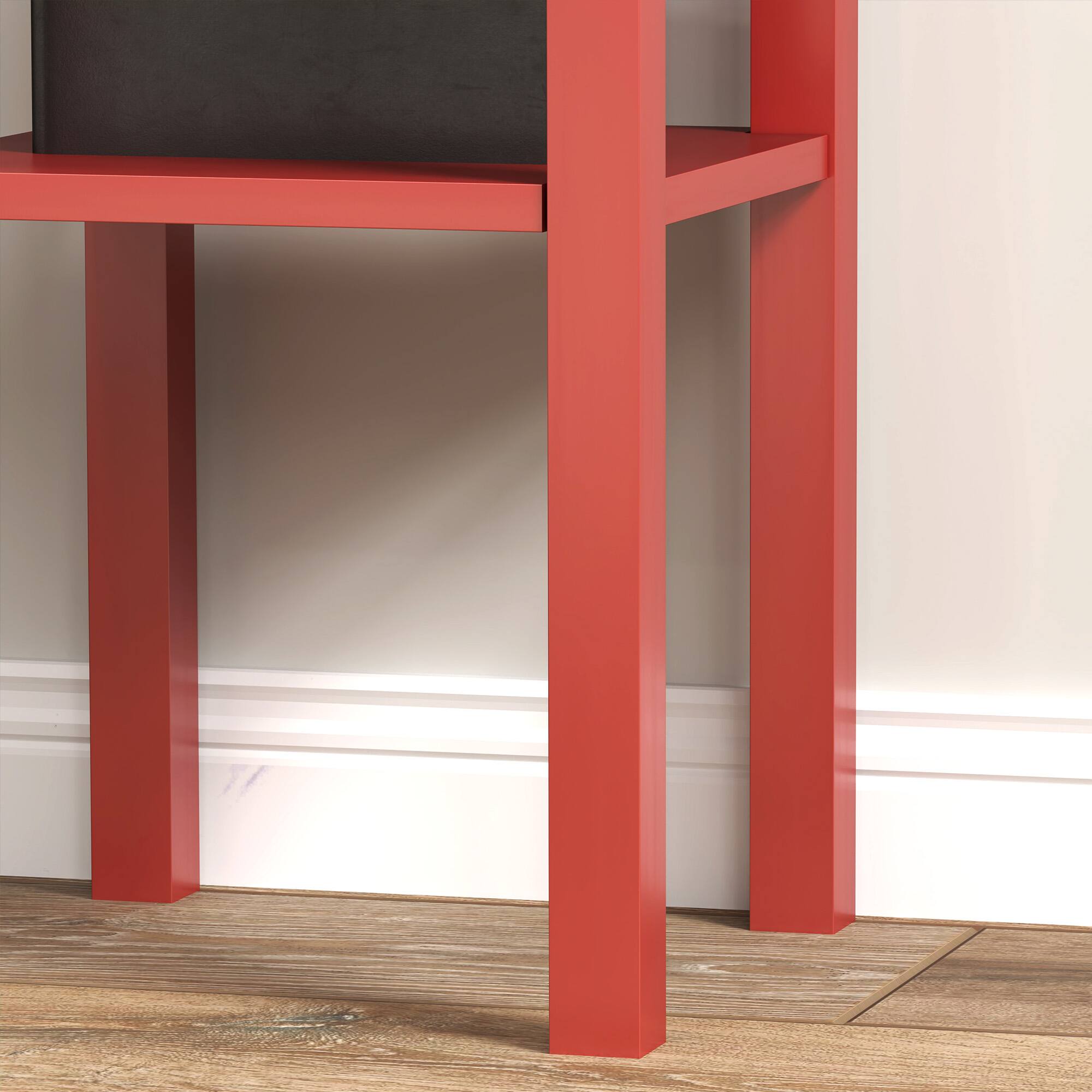 Alt View 9. Homcom - 2-Tier Side Table with Drawer, Narrow End Table with Bottom Shelf, for Living Room, Set of 2 - Red.