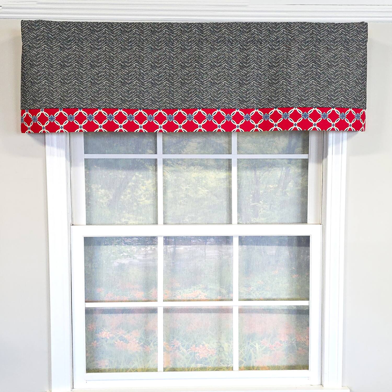 Angle. RLF Home - RLF Home 100% Cotton Brazil Banded  Fully lined Windows Rod Pocket Valance 50" x 16"  Red - Red.