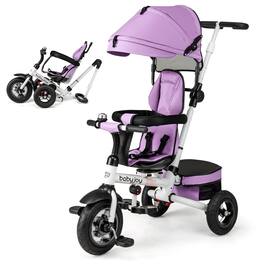 Costway - 5-in-1 Folding Trike for Toddlers 1-5 Years Old with Safety Harness Storage - Pink
