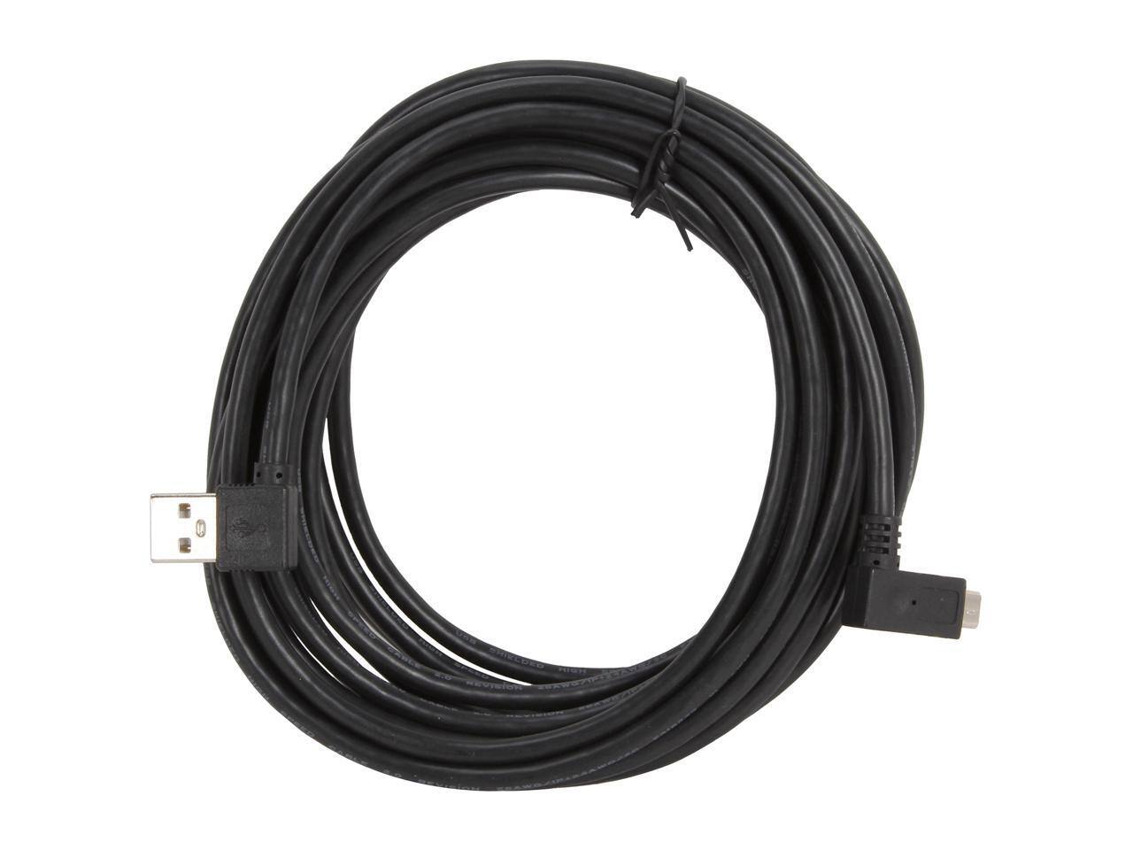 Alt View 1. Cables to Go - C2G 28116 USB Cable - USB 2.0 Right Angle A Male to Micro-USB B Right Angle Male Cable, Black (16.4 Feet, 5 Meters).
